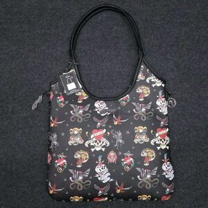 New Ed Hardy Tattoo Print Tote Bag Skull, Tiger & Swallow Graphic Shoulder Bag